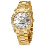 Rolex Lady-Datejust 31 Mother of Pearl Dial 18K Yellow Gold President Automatic Ladies Watch #178278MDP - Watches of America