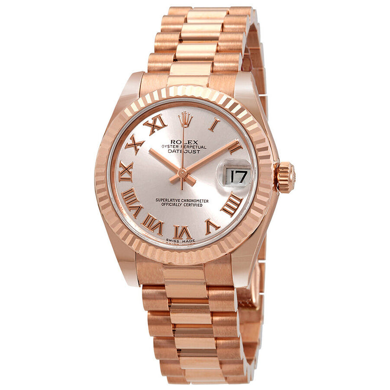 Rolex Lady-Datejust 31 Pink Dial 18K Everose Gold President Automatic Ladies Watch #178275PKRP - Watches of America