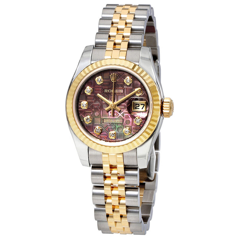 Rolex Lady Datejust Black Mother of Pearl Jubilee Diamond Automatic Watch #179173BKMJDJ - Watches of America
