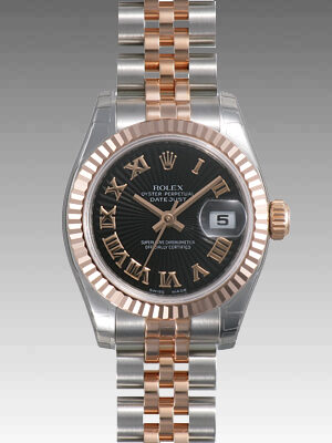 Rolex Lady Datejust 26 Black Sunburst Dial Stainless Steel and 18K Everose Gold Jubilee Bracelet Automatic Watch #179171BKSBRJ - Watches of America