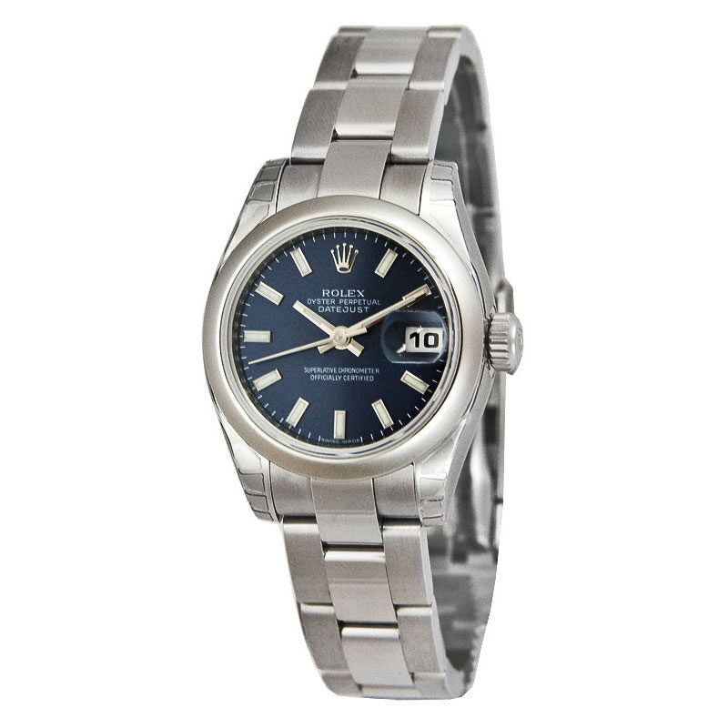 Rolex Lady Datejust 26 Blue Dial Stainless Steel Oyster Bracelet Automatic Watch 179160BLSO#179160BSO - Watches of America