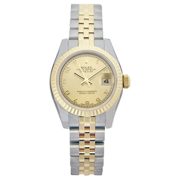 Rolex Lady Datejust 26 Champagne Dial Stainless Steel and 18K Yellow Gold Jubilee Bracelet Automatic Watch #179173CAJ - Watches of America
