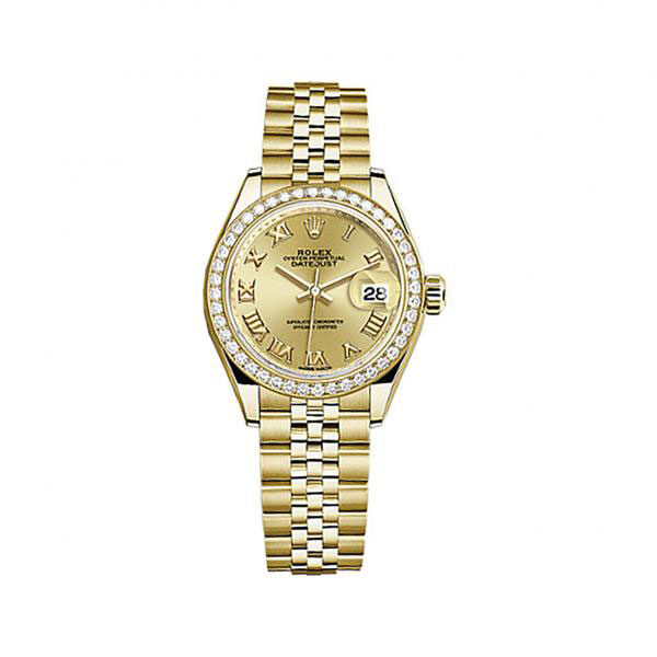 Rolex Lady-Datejust Champagne Dial 18 Carat Yellow Gold Jubilee Watch #279138CRJ - Watches of America