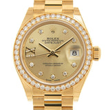 Rolex Lady-Datejust Champagne Diamond Dial Automatic Ladies 18 Carat Yellow Gold President Watch #279138RBCDP - Watches of America