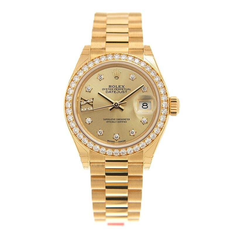 Rolex Lady-Datejust Champagne Diamond Dial Automatic Ladies 18 Carat Yellow Gold President Watch #279138RBCDP - Watches of America #2