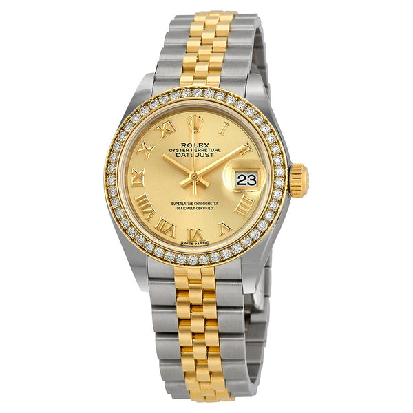 Rolex Lady Datejust Champagne Roman Dial Diamond Bezel Automatic Watch #279383CRJ - Watches of America