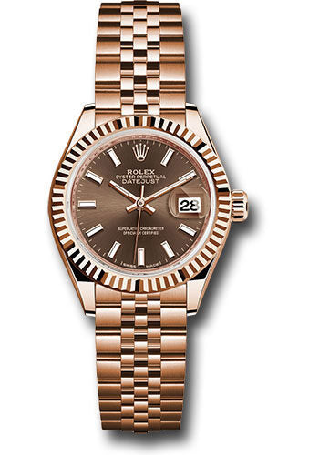 Rolex Lady Datejust Chocolate Dial 18K Everose Gold Automatic Watch #279175CHSJ - Watches of America