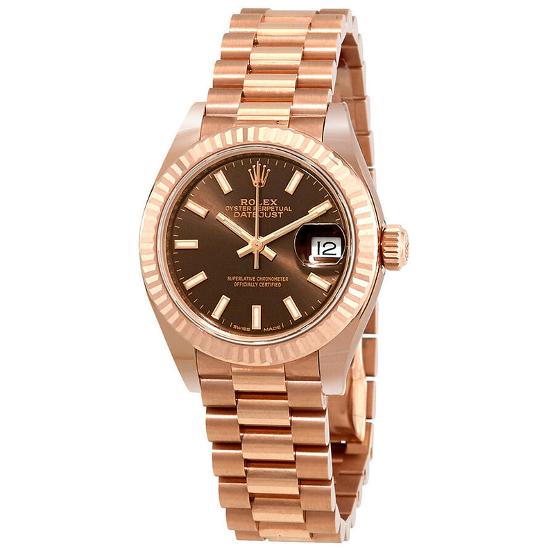 Rolex Lady Datejust Chocolate Dial 18K Everose Gold Automatic 28 mm Ladies Watch #279175CHSP - Watches of America