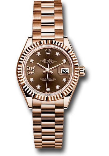 Rolex Lady Datejust Chocolate Dial 18K Everose Gold Diamond Automatic Watch #279175CHRDP - Watches of America