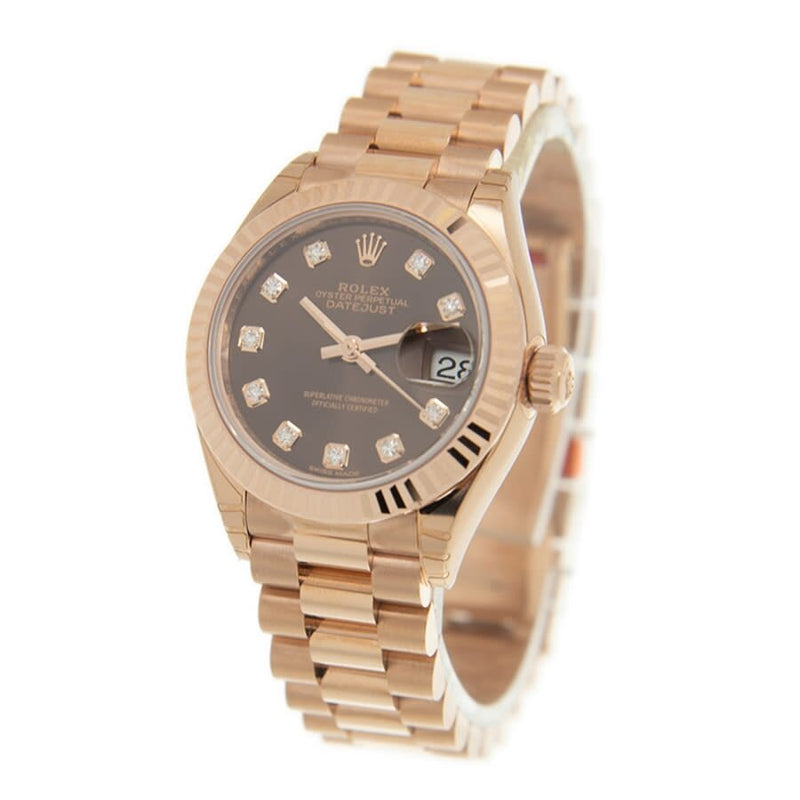 Rolex Lady Datejust Chocolate Diamond Dial Automatic 18 Carat Rose Gold President Watch #279175CHDP - Watches of America #4