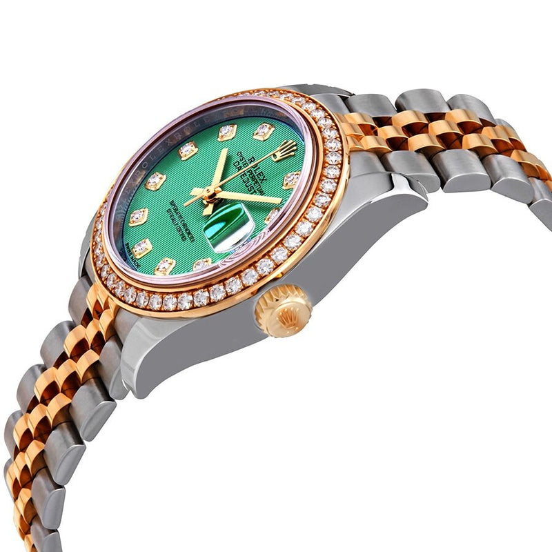 Rolex Lady Datejust Green Stripe Dial Diamond Bezel Automatic Watch #279383GNDJ - Watches of America #2