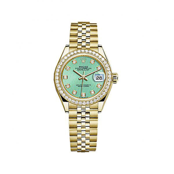 Rolex Lady-Datejust Mint Green Dial Automatic 18 Carat Yellow Gold Watch #279138GNDJ - Watches of America