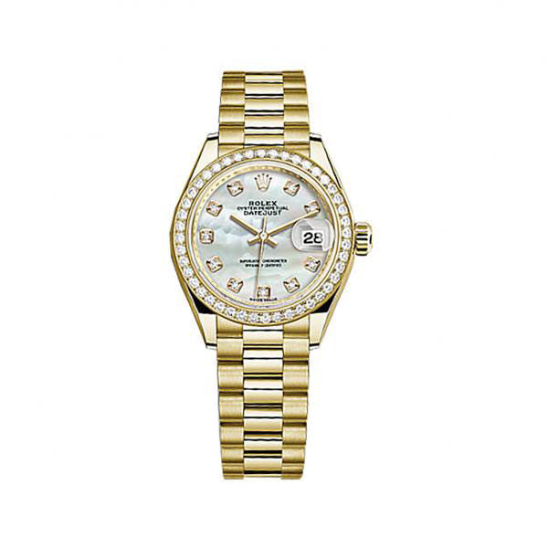 Rolex Lady-Datejust Mother Of Pearl Dial Automatic 18 Carat Yellow Gold Watch #279138MDP - Watches of America
