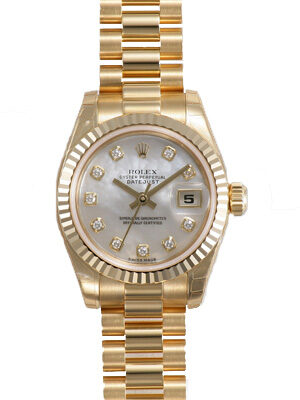 Rolex Lady-Datejust 26 Mother Of Pearl Dial 18K Yellow Gold President Automatic Ladies Watch #179178MDP - Watches of America
