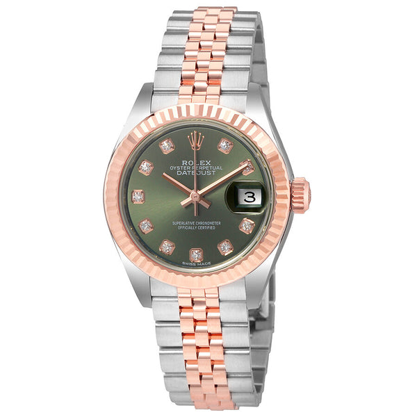 Rolex Lady Datejust Olive Dial Steel and 18K Everose Gold Ladies Watch ODJ#279171 - Watches of America