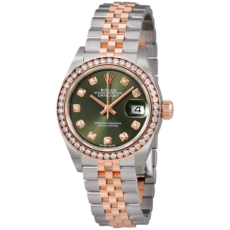 Rolex Lady Datejust Olive Green Dial Diamond Automatic Watch #279381OGDJ - Watches of America