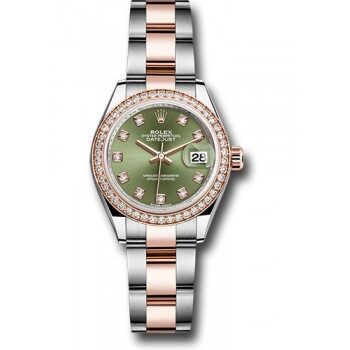 Rolex Lady Datejust Olive Green Diamond Dial Ladies Steel and 18ct Everose Gold Oyster Watch #279381OGDO - Watches of America