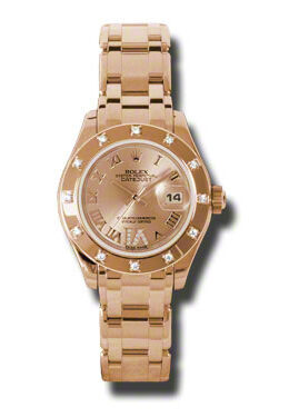 Rolex Lady-Datejust Pearlmaster Champagne Dial 18K Everose Gold Automatic Ladies Watch #80315CRDPM - Watches of America
