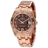 Rolex Lady-Datejust Pearlmaster Chocolate Dial 18K Everose Gold Automatic Ladies Watch #81315BRRDPM - Watches of America