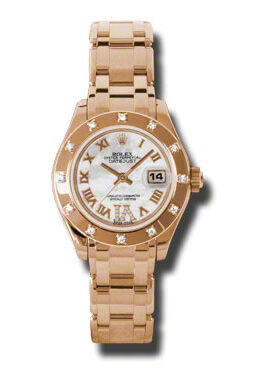 Rolex Lady-Datejust Pearlmaster Mother Of Pearl Dial 18K Everose Gold Automatic Ladies Watch #80315MRDPM - Watches of America