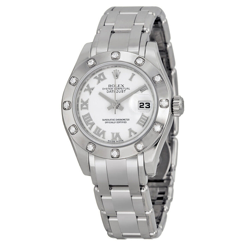 Rolex Lady-Datejust Pearlmaster White Dial 18K White Gold Automatic Ladies Watch WRPM#80319 - Watches of America