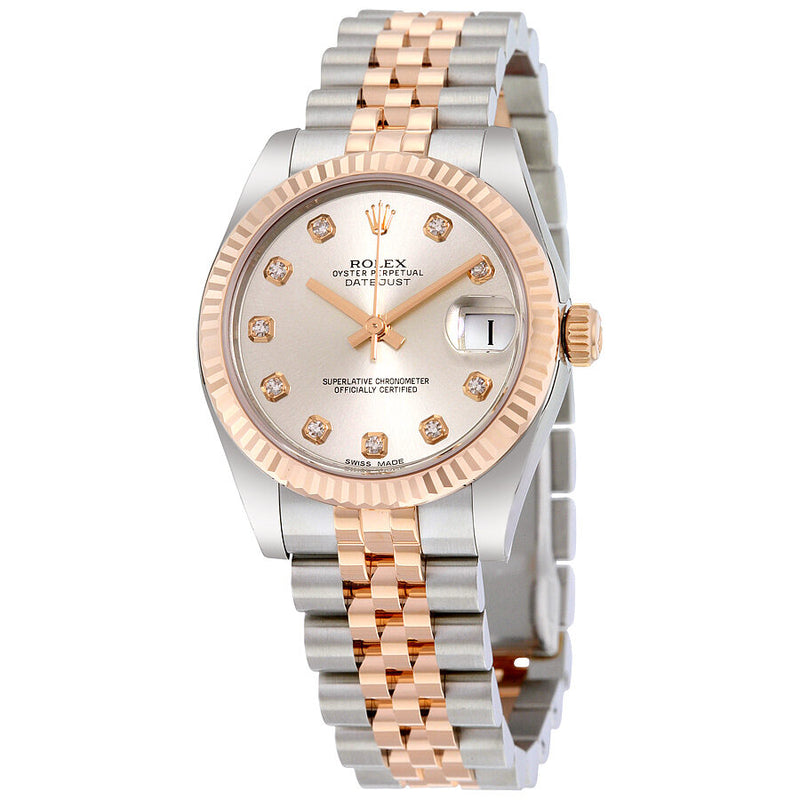 Rolex Lady Datejust Silver Diamond Dial Steel and 18K Everose Gold Jubilee Watch #178271SDJ - Watches of America