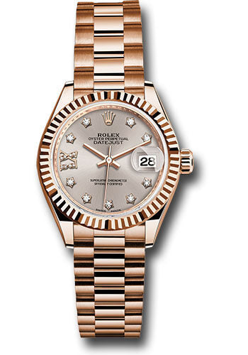 Rolex Lady Datejust Sundust Dial 18K Everose Gold Diamond Automatic Watch #RLX279175SNRDP - Watches of America