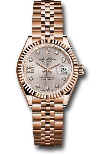 Rolex Lady Datejust Sundust Diamond Dial 18K Everose Gold Watch #279175SNRDJ - Watches of America