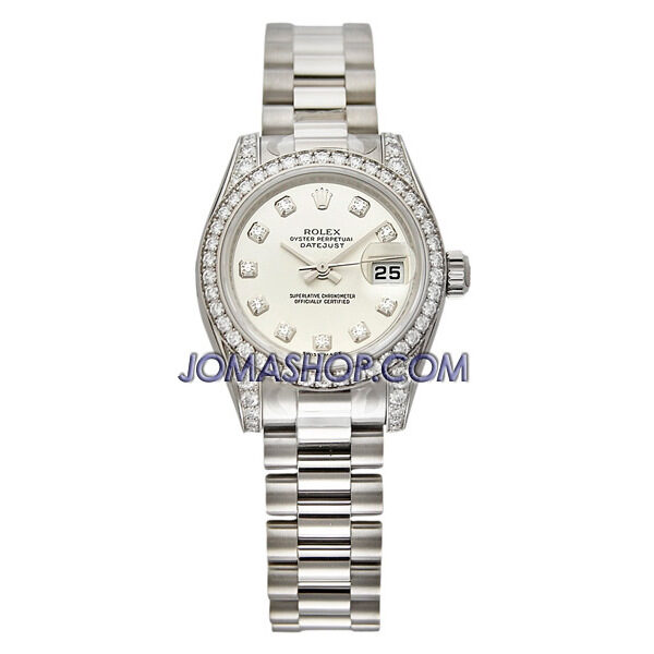 Rolex Lady-Datejust 26 White Dial 18K White Gold President Automatic Ladies Watch #179159WDP - Watches of America