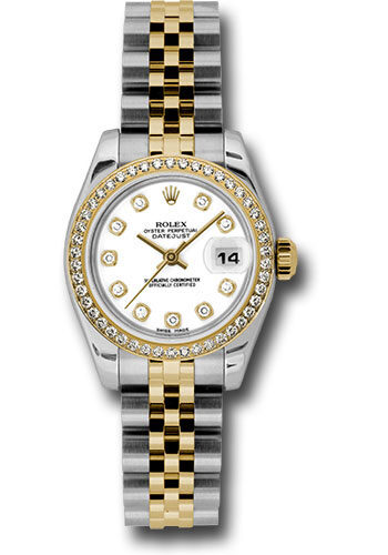 Rolex Lady Datejust White Diamond Dial Steel and 18K Yellow Gold Automatic Watch #179383WDJ - Watches of America