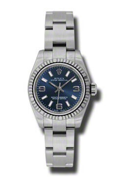 Rolex Lady Oyster Perpetual 26 Blue Dial Stainless Steel Oyster Bracelet Automatic Watch #176234BLASO - Watches of America