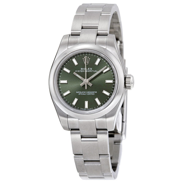 Rolex Lady Oyster Perpetual 26 Olive Green Dial Stainless Steel Oyster Bracelet Automatic Watch #176200OVSO - Watches of America
