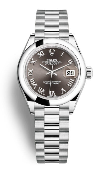 Rolex Lady-Datejust Grey Dial Automatic Platinum President Watch #279166GYRP - Watches of America