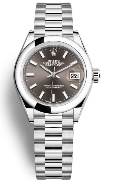 Rolex Lady-Datejust Grey Dial Automatic Platinum President Watch #279166GYSP - Watches of America