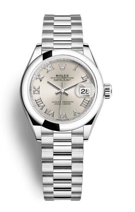 Rolex Lady-Datejust Silver Dial Automatic Platinum President Watch #279166SRP - Watches of America