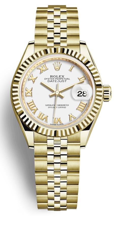 Rolex Lady-Datejust White Dial Automatic 18ct Yellow Gold Jubilee Watch #279178WRJ - Watches of America