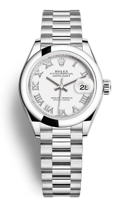 Rolex Lady-Datejust White Dial Automatic Platinum President Watch #279166WRP - Watches of America