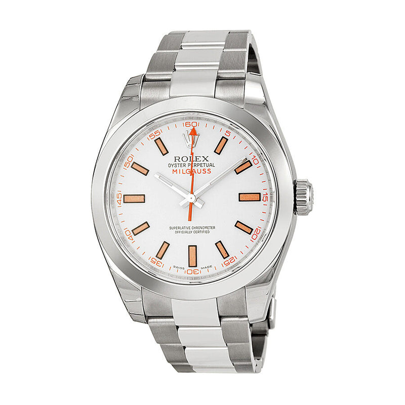 Rolex Milgauss White Dial Stainless Steel Oyster Bracelet Automatic Men's Watch #116400WSO - Watches of America