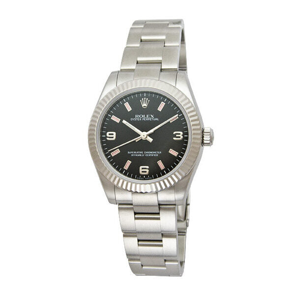 Rolex Oyster Perpetual 31 mm Black Dial Stainless Steel Bracelet Automatic Ladies Watch #177234BKSAO - Watches of America