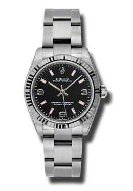 Rolex Oyster Perpetual 31 mm Black Dial Stainless Steel Bracelet Automatic Unisex Watch #177234BKAPSO - Watches of America