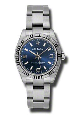 Rolex Oyster Perpetual 31 mm Blue Dial Stainless Steel Bracelet Automatic Unisex Watch #177234BLASO - Watches of America