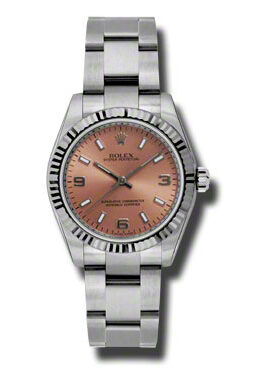 Rolex Oyster Perpetual 31 mm Pink Dial Stainless Steel Bracelet Automatic Unisex Watch #177234PASO - Watches of America
