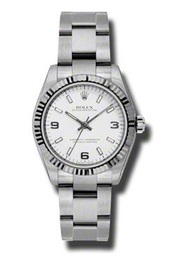 Rolex Oyster Perpetual 31 mm White Dial Stainless Steel Bracelet Automatic Unisex Watch #177234WASO - Watches of America