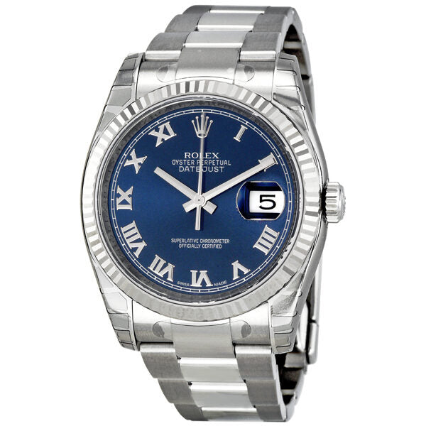 Rolex Oyster Perpetual 36 mm Automatic Blue Dial Stainless Steel Bracelet Ladies Watch #116234BLRO - Watches of America