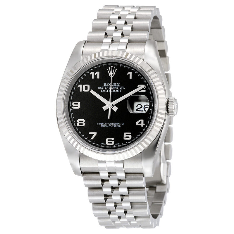 Rolex Oyster Perpetual 36 mm Black Dial Stainless Steel Jubilee Bracelet Automatic Men's Watch #116234BKAJ - Watches of America