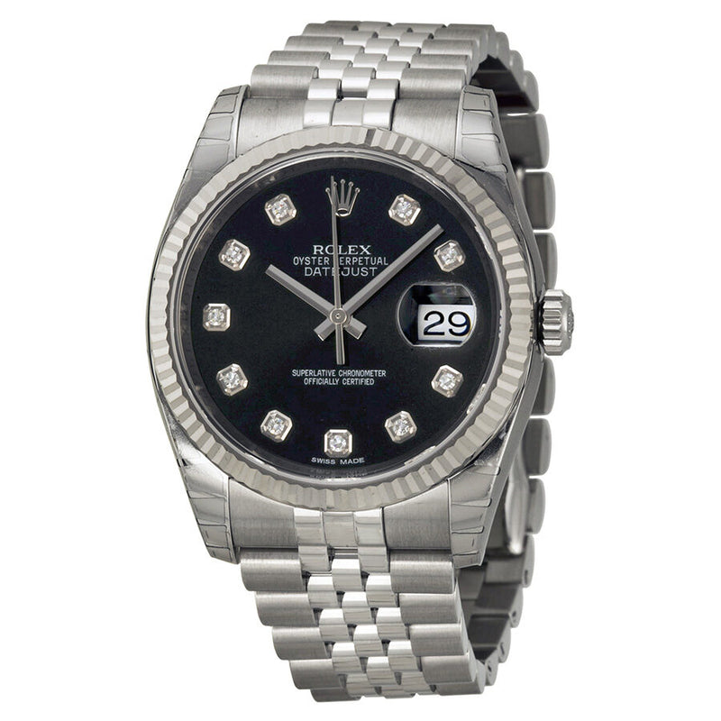 Rolex Oyster Perpetual 36 mm Black Dial Stainless Steel Jubilee Bracelet Automatic Men's Watch #116234BKDJ - Watches of America