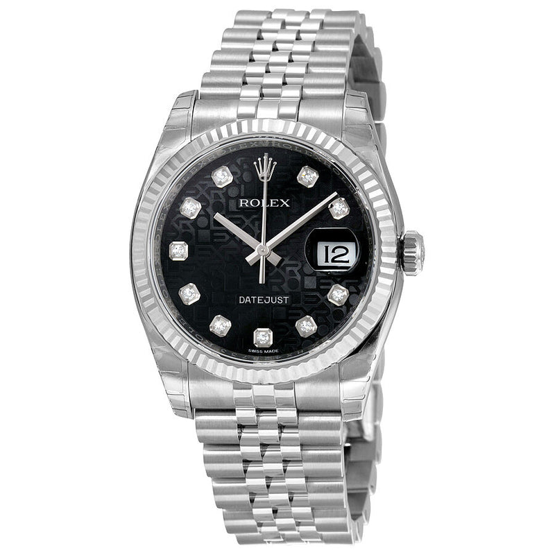 Rolex Oyster Perpetual 36 mm Black Dial Stainless Steel Jubilee Bracelet Automatic Men's Watch #116234BKJDJ - Watches of America