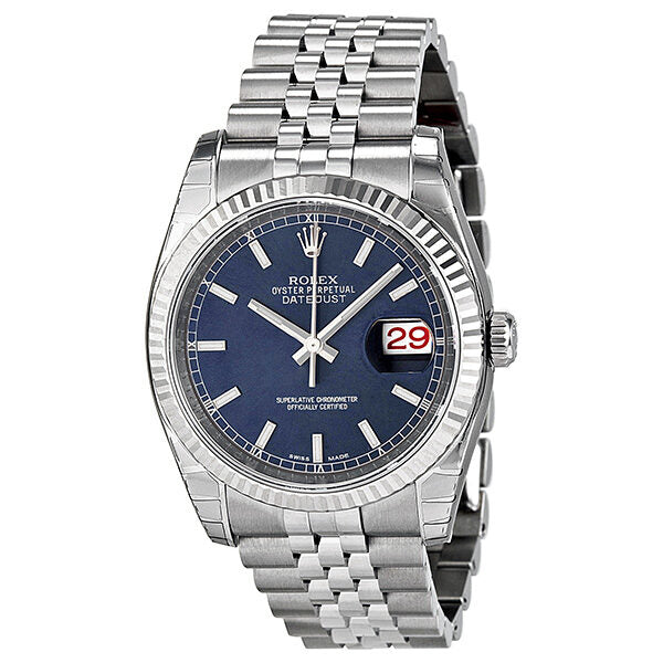 Rolex Oyster Perpetual 36 mm Blue Dial Stainless Steel Jubilee Bracelet Automatic Men's Watch 116234BLSJ#116234-BLSJ - Watches of America