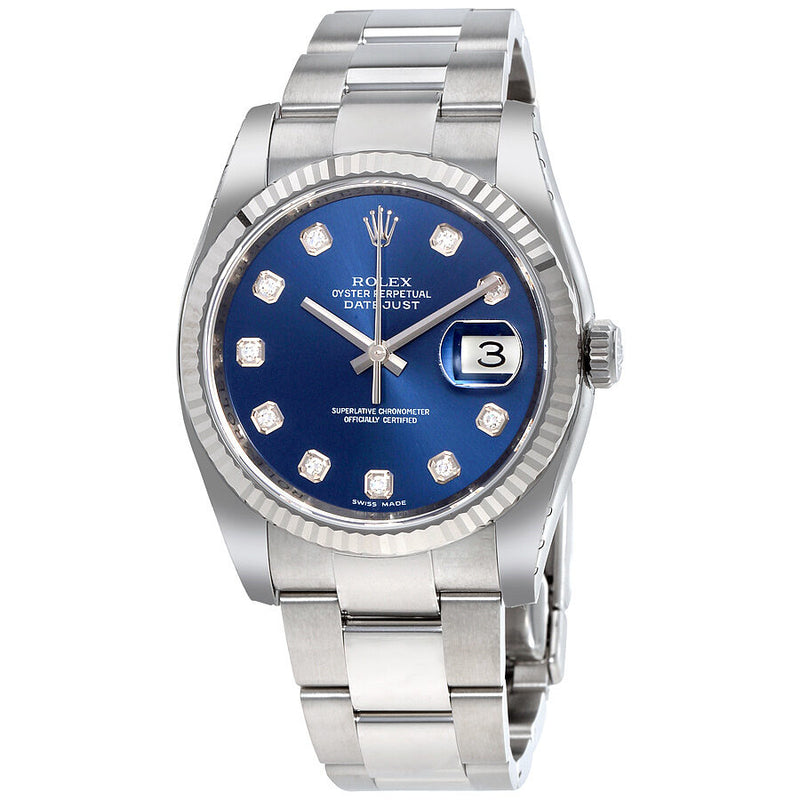 Rolex Oyster Perpetual 36 mm Blue Dial Stainless Steel Bracelet Automatic Ladies Watch #116234BLDO - Watches of America