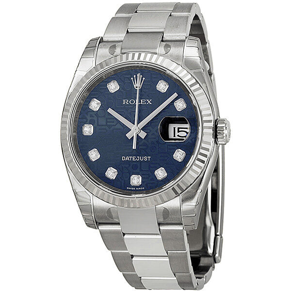 Rolex Oyster Perpetual 36 mm Blue Dial Stainless Steel Bracelet Automatic Men's Watch #116234BLJDO - Watches of America